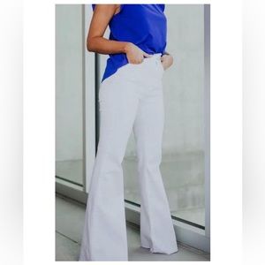 Just blue white flare jeans
